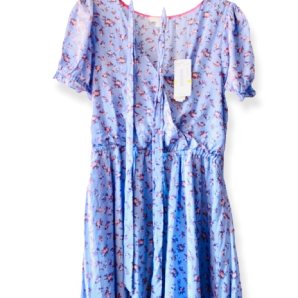 NWT GB Floral Lavender Wrap Puff Sleeve Sun Dress - Picture 3 of 5